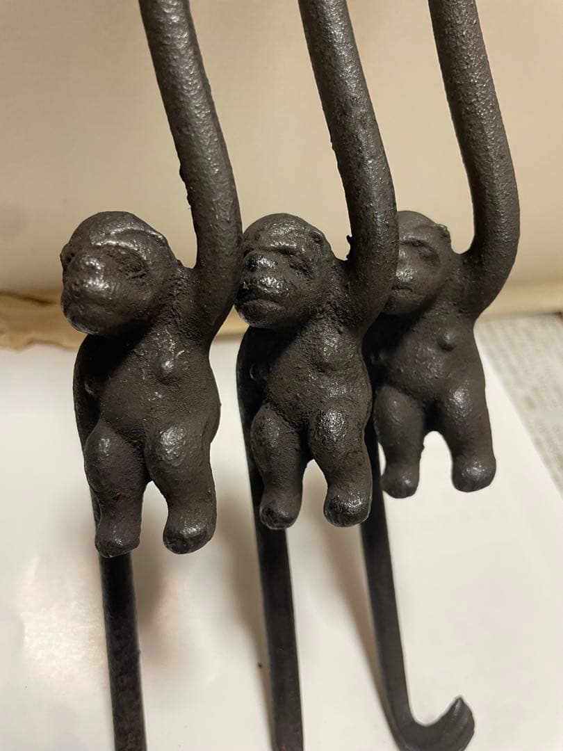 大洞銅器店 未使用 吊るし花器 猿の囲炉裏自在鉤 吊り下げ花瓶 囲炉裏 吊り手猿