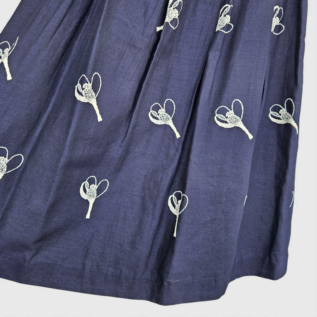 希少★ミナペルホネン mademoiselle リネン混タックスカート 刺繍