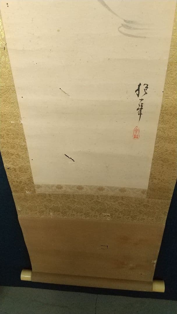 酒井抱一 桃節句 紙本 掛軸 虫食い傷み目立つ 琳派