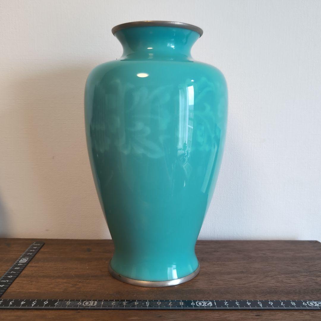 安藤七宝 ターコイズ 七宝 金属製 花瓶 アンティーク 工芸品