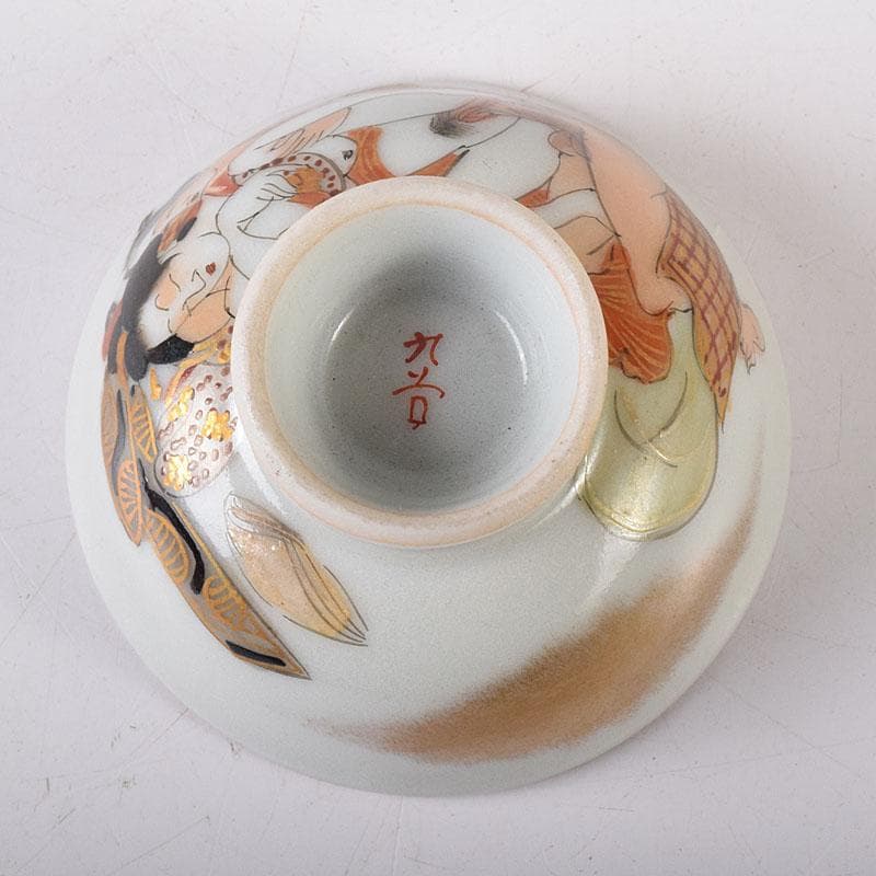 九谷焼 古九谷 色絵金彩 浮世絵 艶絵 春画盃 時代箱 C 7607