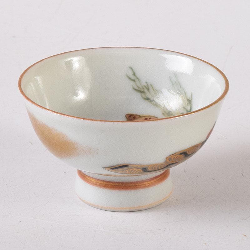 九谷焼 古九谷 色絵金彩 浮世絵 艶絵 春画盃 時代箱 C 7607