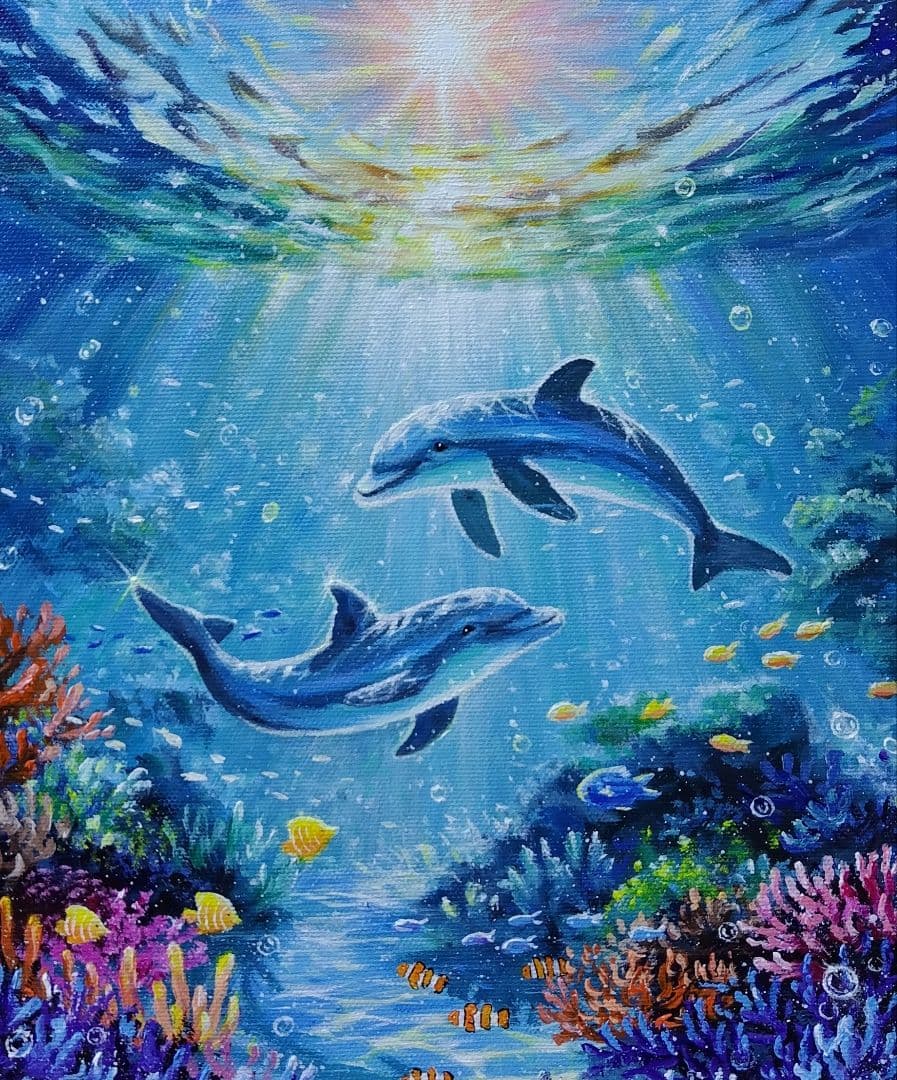 海中世界】アクリル画 F3 風景画 絵画 - メルカリ