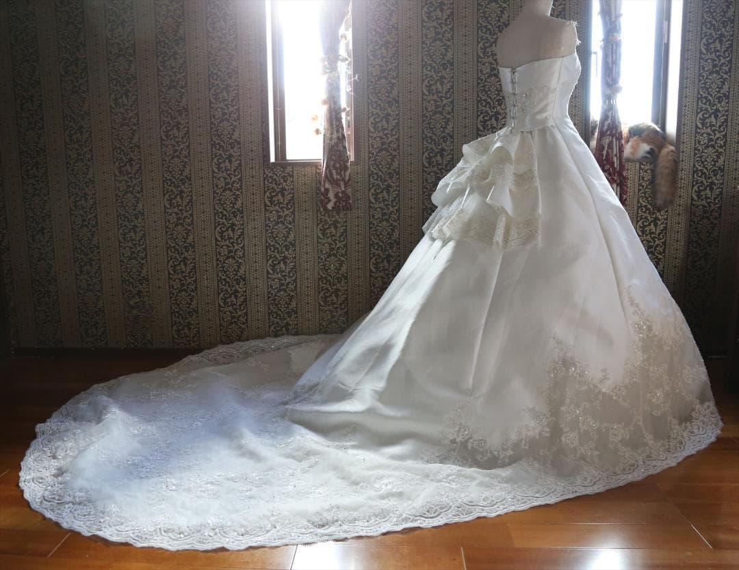 571ナチュラルビューティー高級ウエディングドレス11号13号15号編み上げ