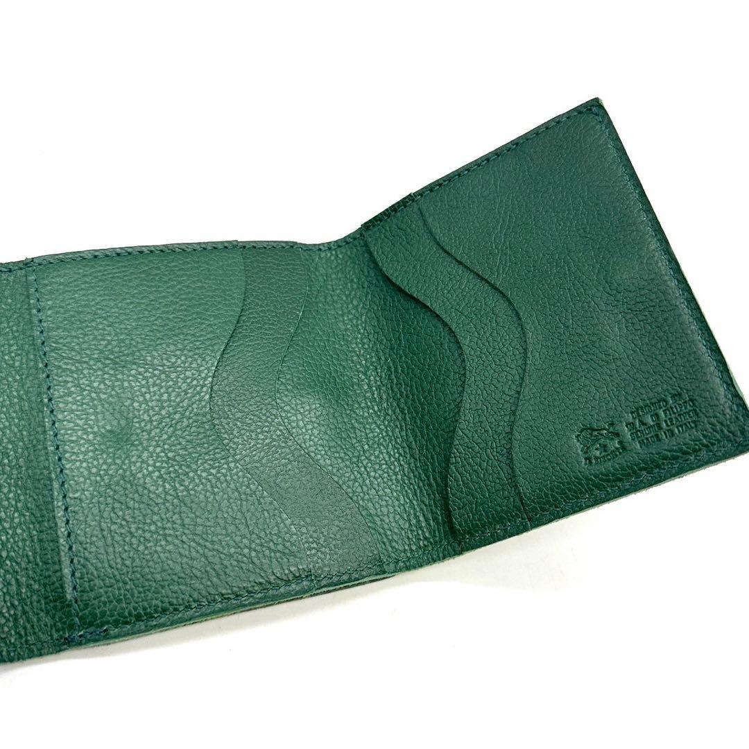 未使用品 イルビゾンテ 二つ折り財布 型押しロゴ レザー 緑 グリーン