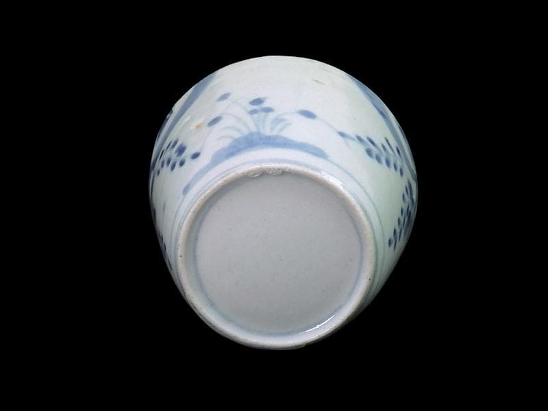 古伊万里　染付　藤の図　大振蕎麦猪口　江戸期　C038AS-CXa