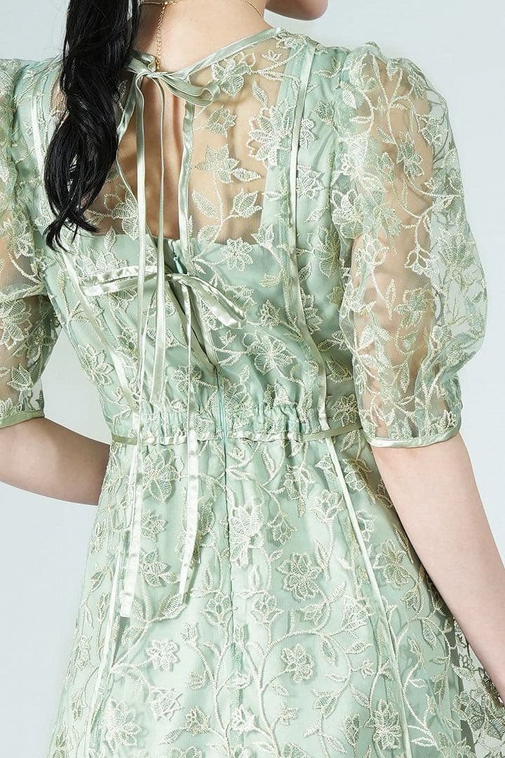 Lily Brown(リリーブラウン) チュール刺繍ドレス サイズ1 ミント Lily