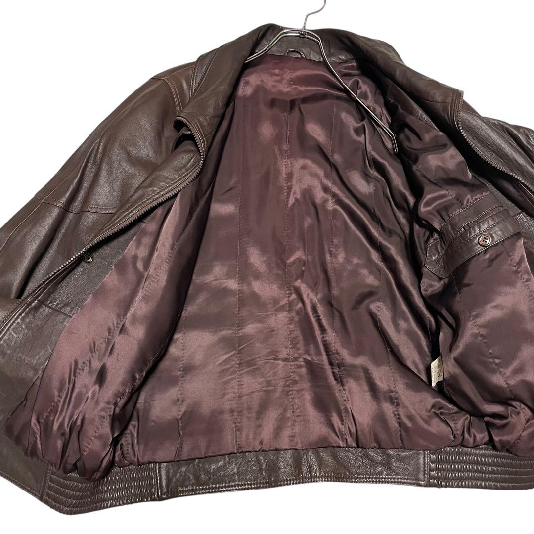 vintage】牛革 本革 カウレザーシングルライダースジャケット ブラウンL