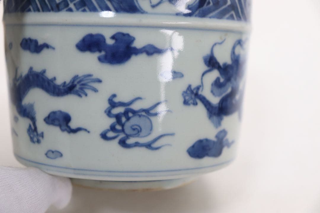 染付　龍紋香炉　送料込み1027