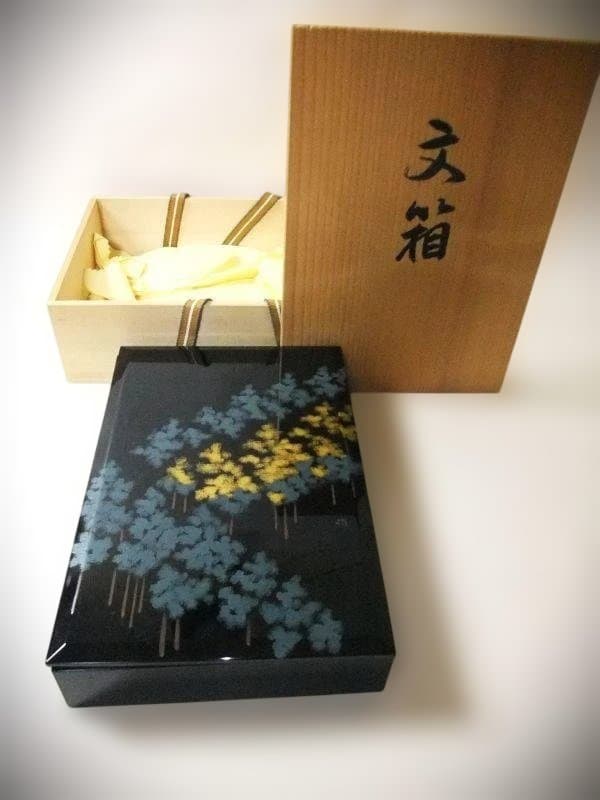 杉蒔絵 文箱 鈴木雅也 平安光石 京塗 天然木 本漆器 共箱 杉蒔絵 文箱 鈴木雅也 平安光石 京塗 天然木 本漆器 共箱