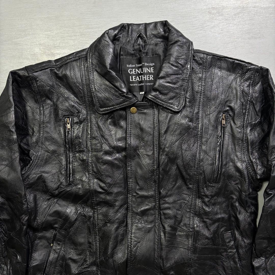 vintage A-2 レザージャケット 本革オールレザー パッチワーク 黒 M