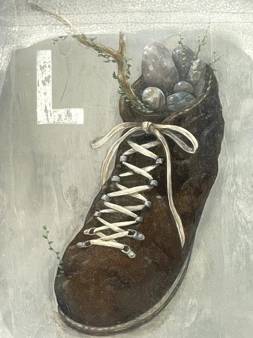 濱田尚吾 旅の記憶（左） アクリル画 額装