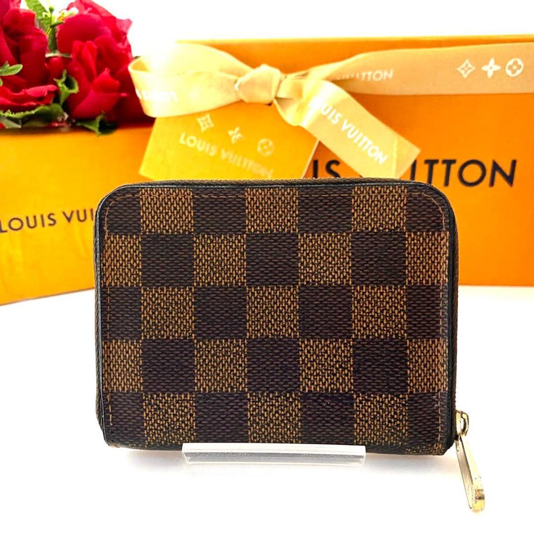 ルイ ヴィトン◎パース ダミエ ケース ブラウン ラウンドファスナー