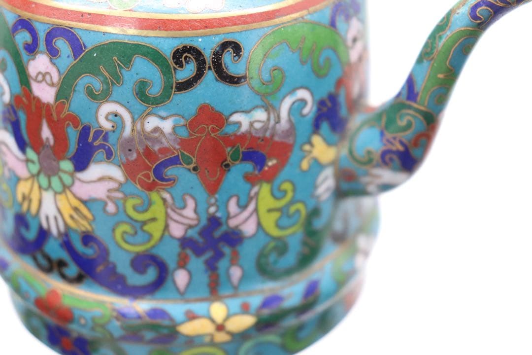 中国　七宝焼　急須　送料込み250510