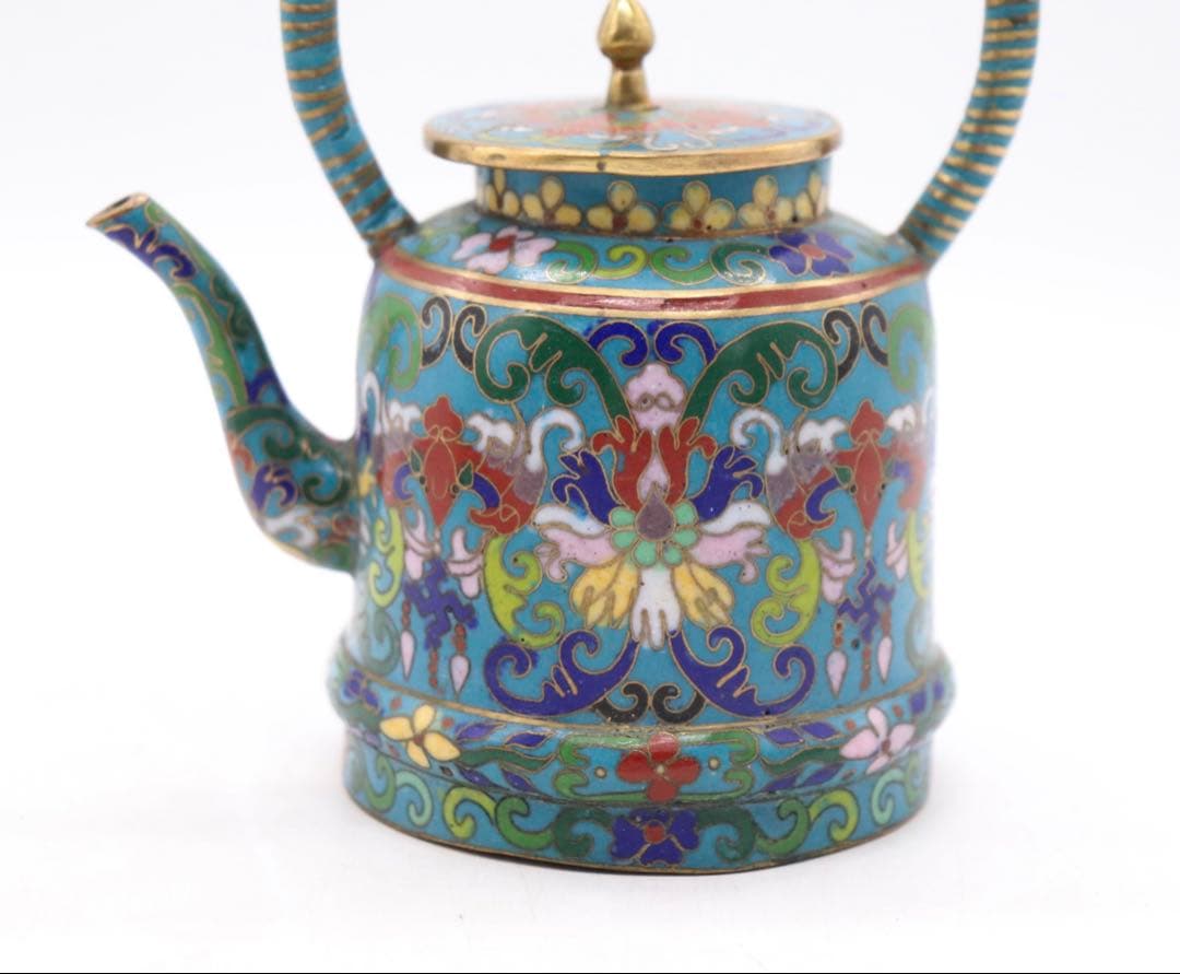 中国　七宝焼　急須　送料込み250510