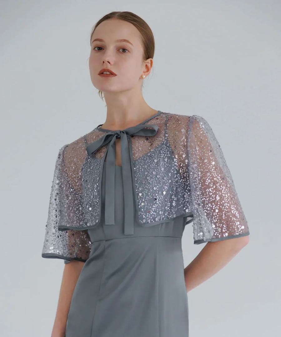 【Leja】スパンコールビジューボレロマーメイドワンピースドレス