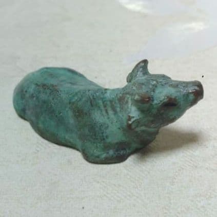 火防神牛 出羽三山神社 長谷川雅山 恵久 銅製 牛 銅製 金属工芸 ア12