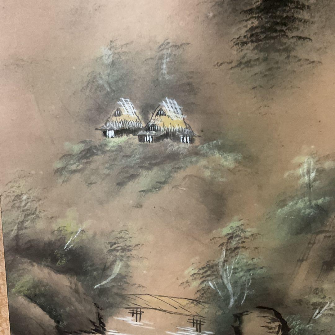 紙本 彩色画風景図 作者不詳 落款印譜在 桐箱