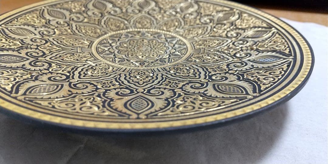 スペイン トレドの伝統工芸品 ダマスキナードの飾皿 a-249◇ 貴重