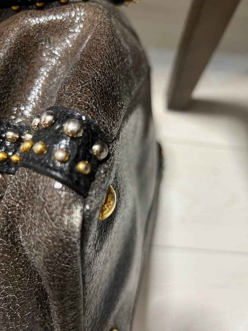 Hana⭐︎様　PRADA ダークブラウン ハンドバッグ スタッズ付