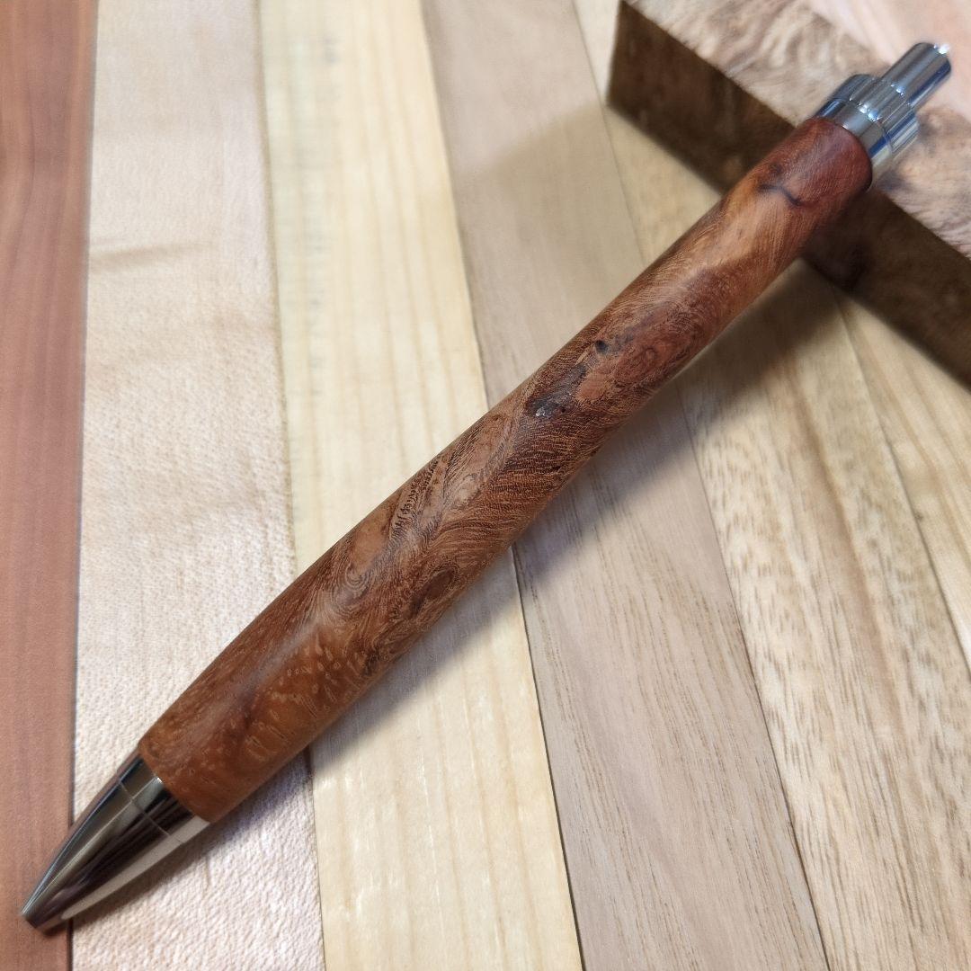 花梨紅白 極上杢 ノック式ボールペン 本花梨瘤杢紅白超極上 シャープ