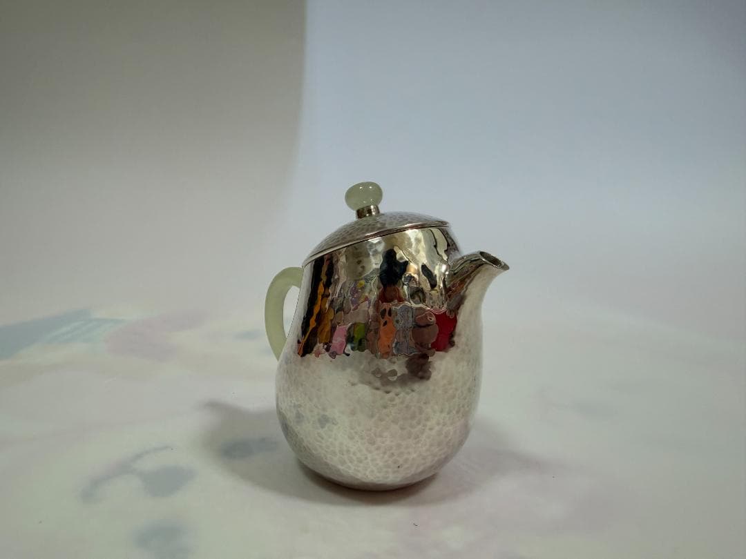 純銀製 玉石取っ手 急須 銀瓶 煎茶道具