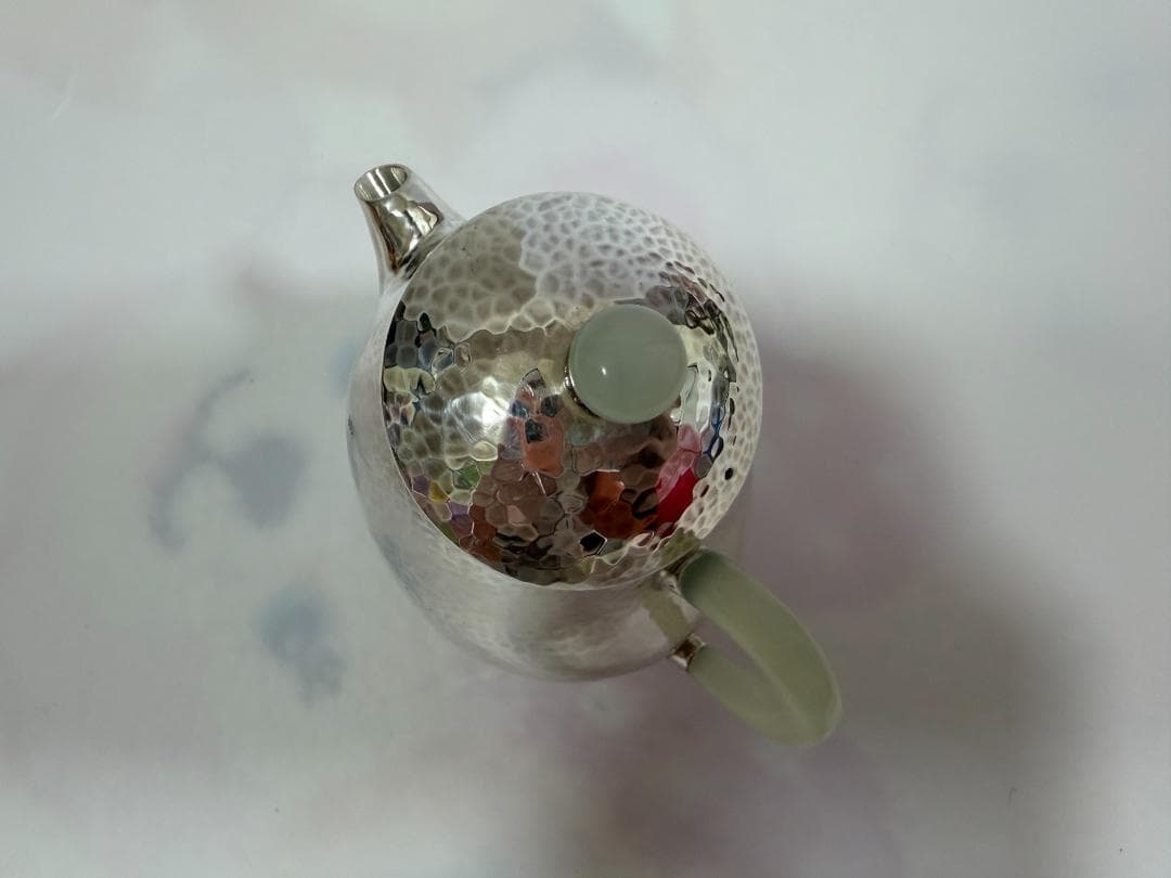 純銀製 玉石取っ手 急須 銀瓶 煎茶道具