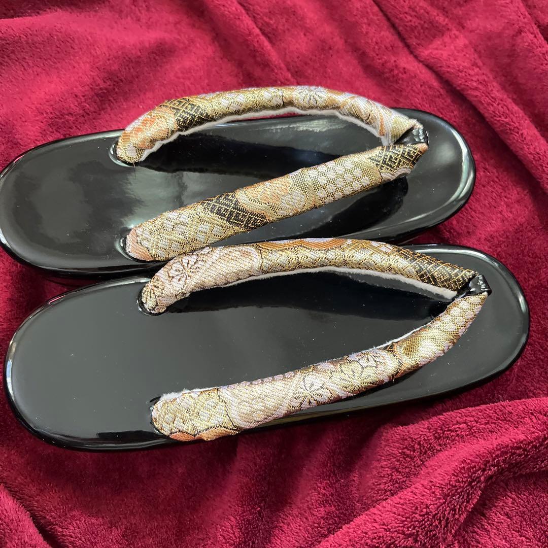 【限定セール！】成人式 草履バッグセット 黒金 和装バッグ 着物 浴衣 おしゃれ