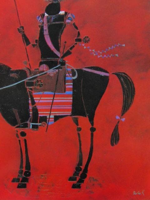 貝原六一、ロシナンテとカラスの対話（ドン・キホーテ）、希少な画集より