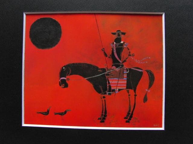 貝原六一、ロシナンテとカラスの対話（ドン・キホーテ）、希少な画集より