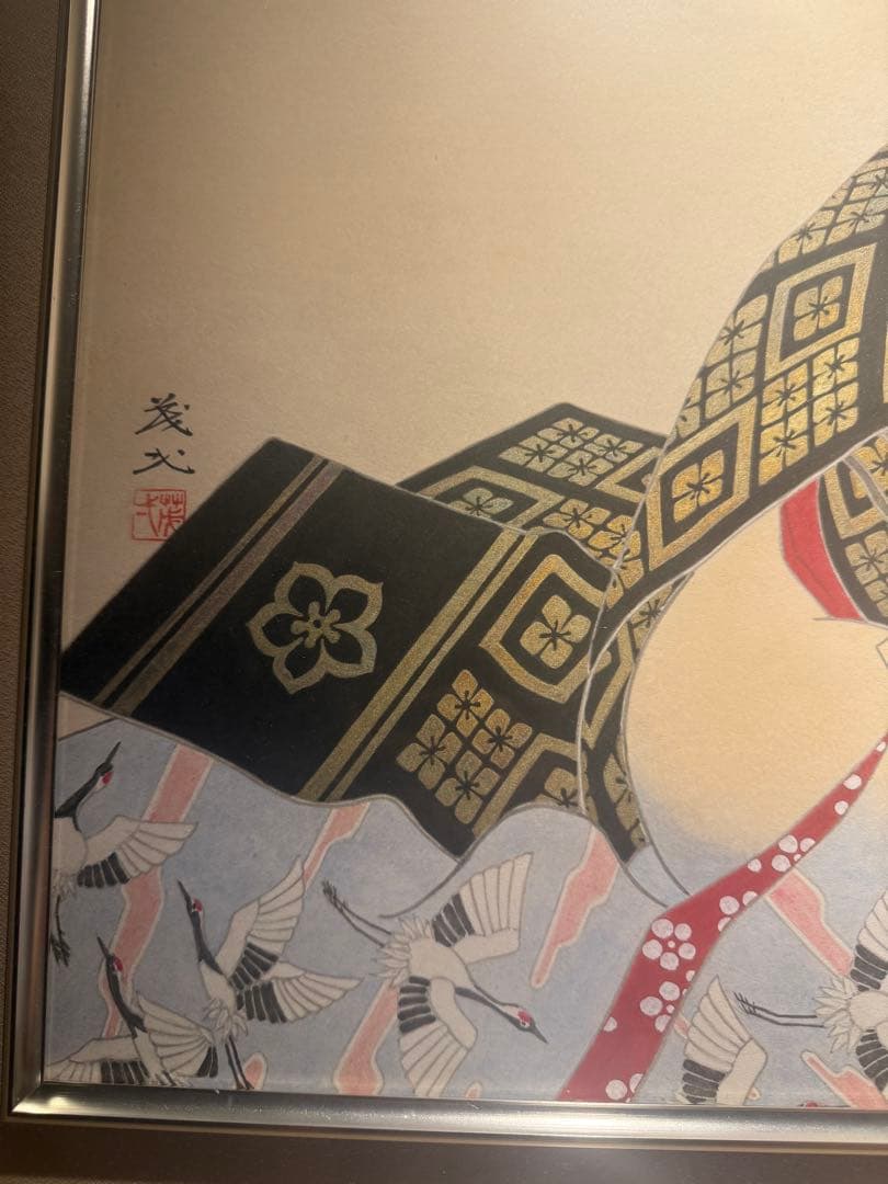 肉筆日本画【美人画】直筆サインあり　作者不詳