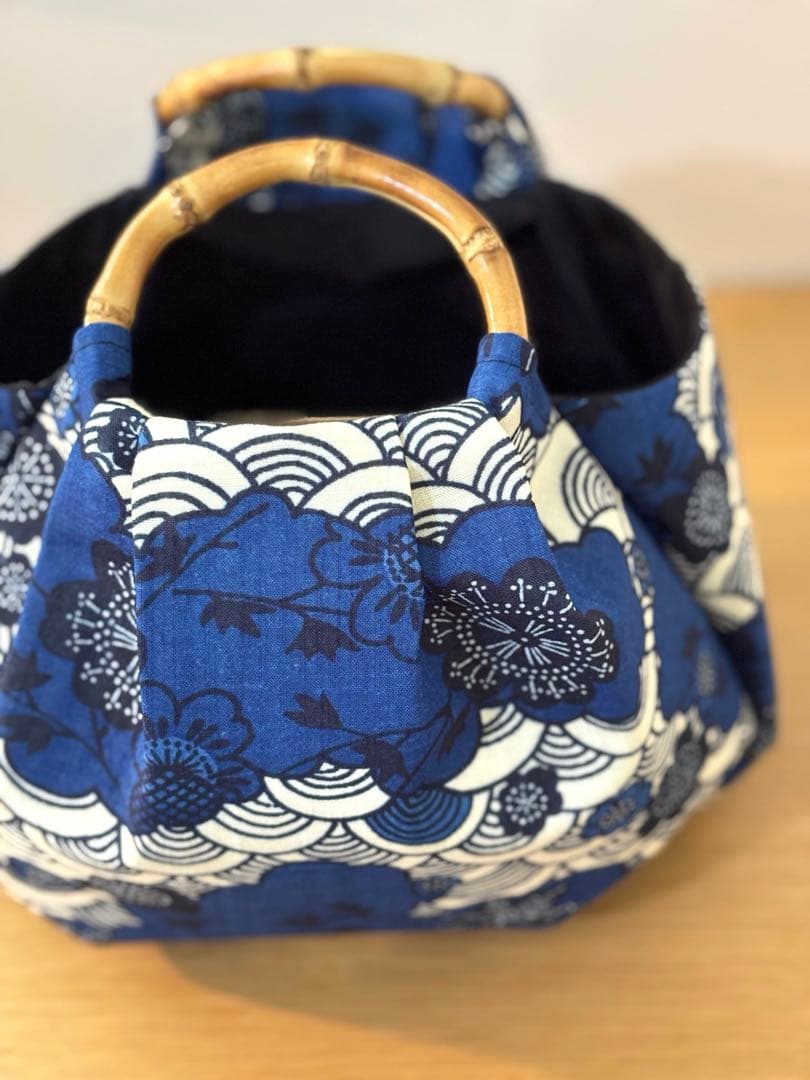 和装バック　着物バック　琉球柄　青海波　紅型柄（青）入学卒業結婚七五三振袖