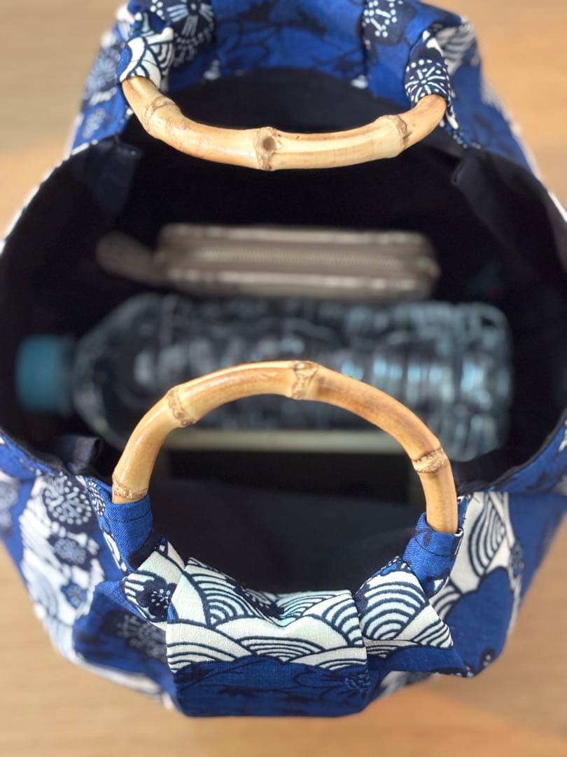 和装バック　着物バック　琉球柄　青海波　紅型柄（青）入学卒業結婚七五三振袖