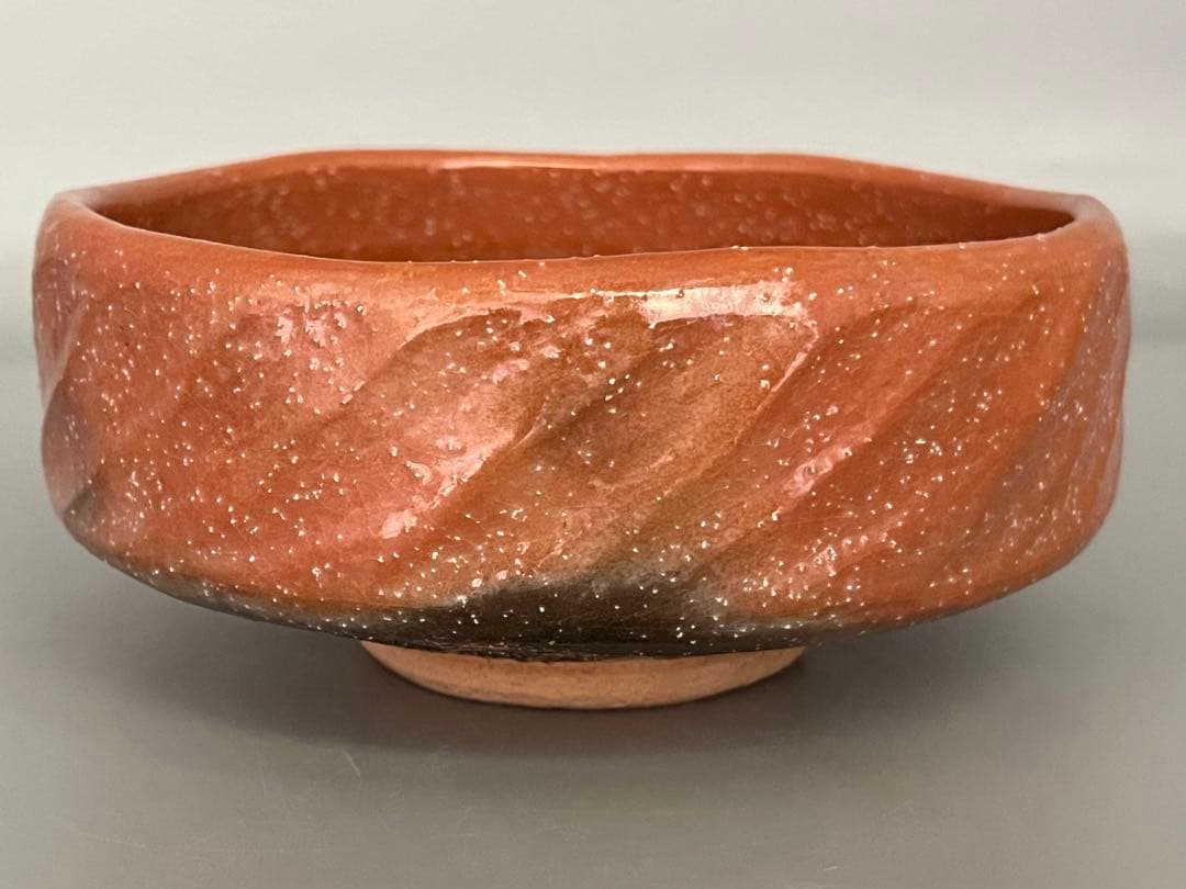 お値下げ〜8/10伊東桂楽稲妻絵 赤楽平茶碗桂窯真田紐茶道具