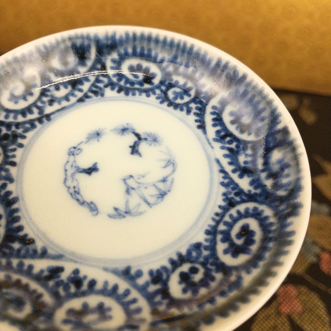 【お値下げしました！】古伊万里　豆皿　染付　蛸唐草文