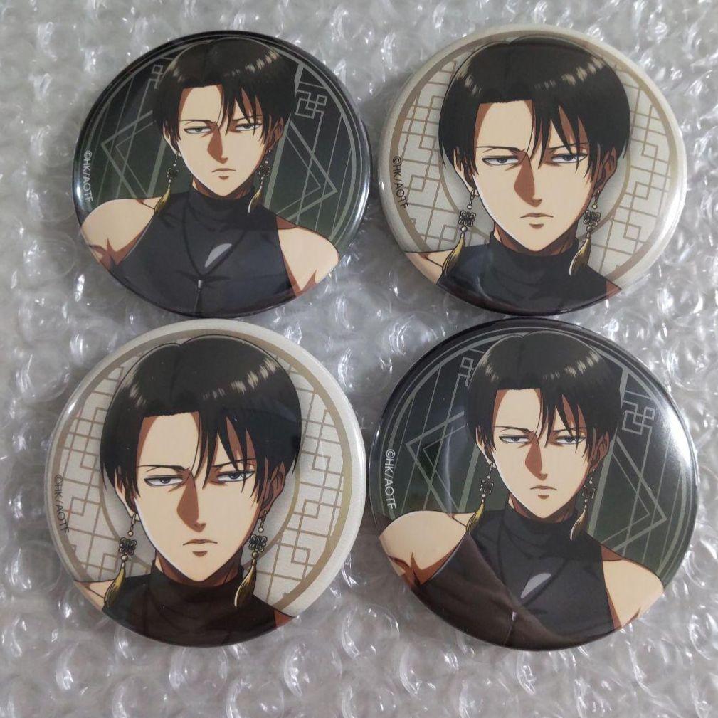 進撃の巨人 ツリービレッジ 進撃飯店 絢爛菊華 缶バッジ リヴァイ4個