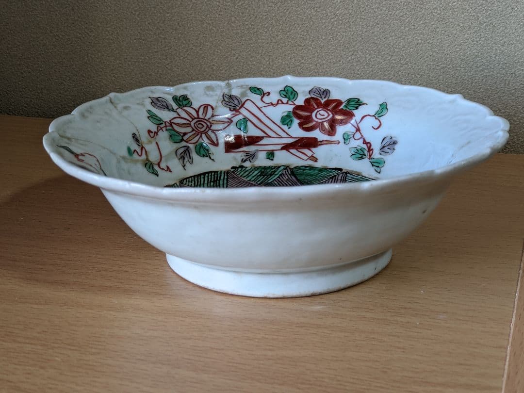 ♦江戸時代 古九谷 希少レア物 珍物 古陶磁 古伊万里 生掛け焼成 輪花皿骨董品