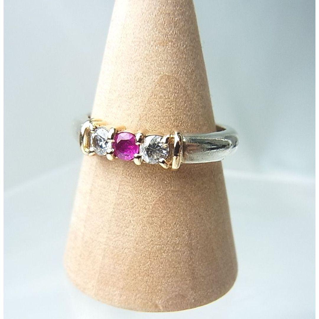 ◎スタージュエリーK14×925xピンクサファイア＆ジルコニアリング約13号