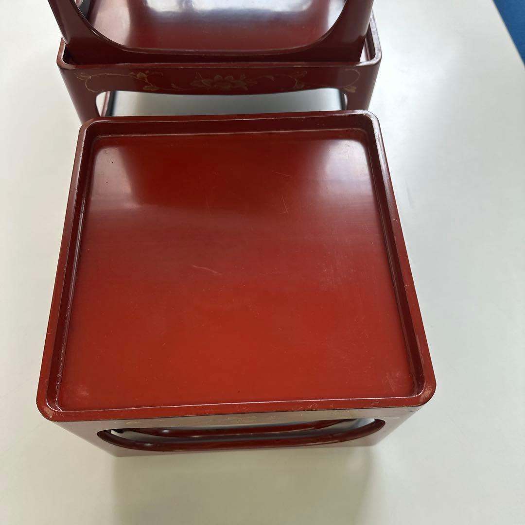 赤い持ち手付き正方形膳　５枚