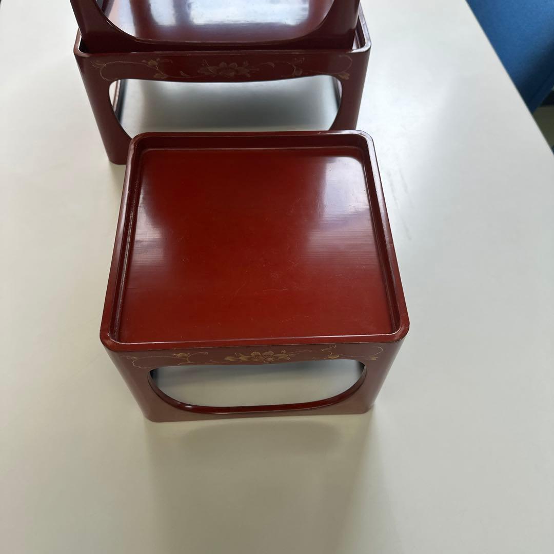 赤い持ち手付き正方形膳　５枚