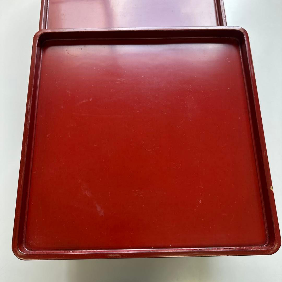 赤い持ち手付き正方形膳　５枚