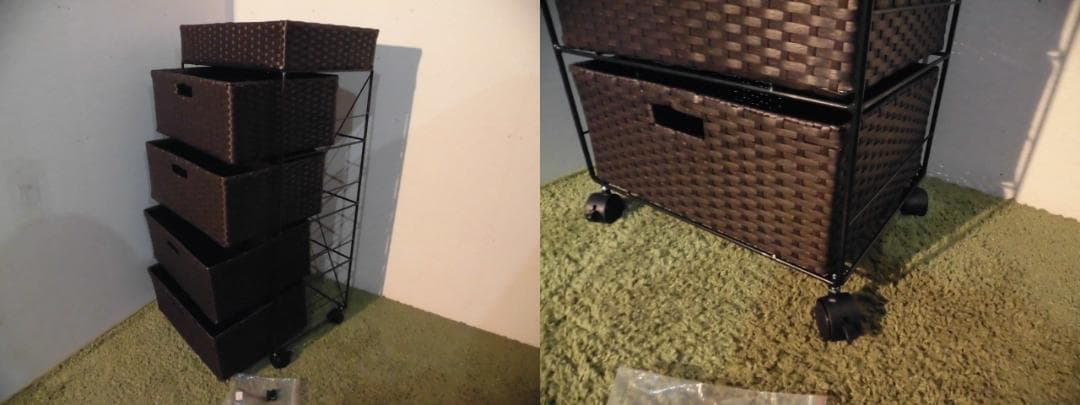 【全国一律送料無料・新品】ラタン風★サニタリー★ランドリーチェストダークブラウン