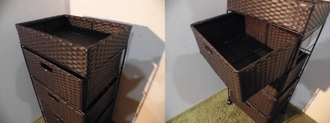 【全国一律送料無料・新品】ラタン風★サニタリー★ランドリーチェストダークブラウン