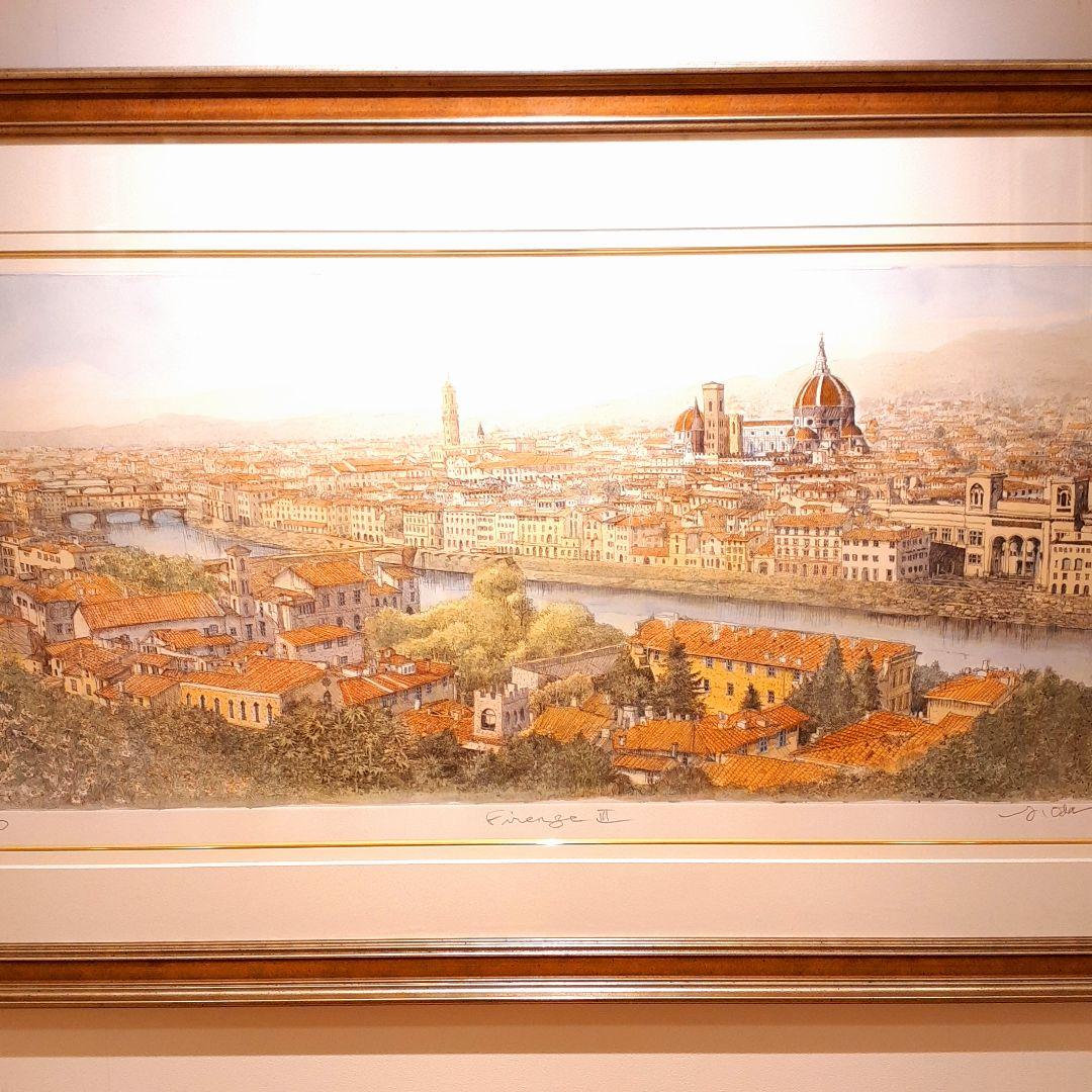 希少 織田義郎作品 172/200 風景画 エッチング技法 手彩 サイン入り