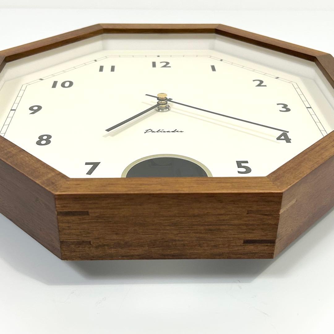 インターフォルム Gorlitz ゲルリッツ 八角 木製 壁掛け時計 ブラウン