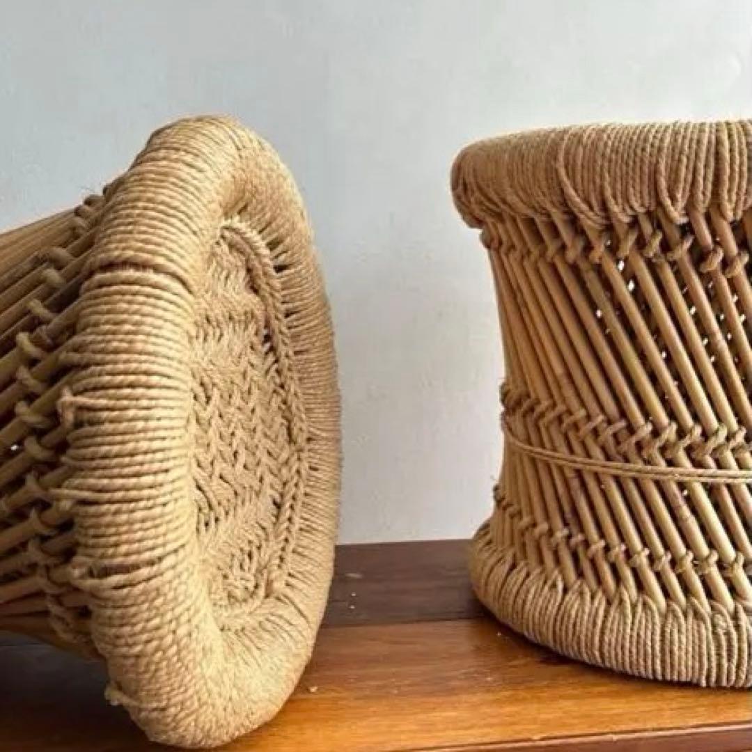 インド スツール 椅子 2個セット 天然素材 グランピエ カゴ India 葛