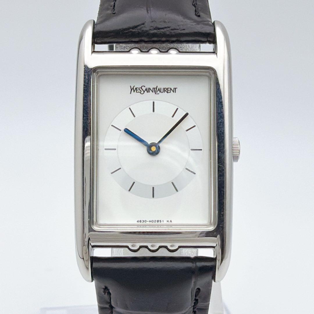 【希少】イヴサンローラン レクタンギュラー スクエア 青針 腕時計 ボーイズ
