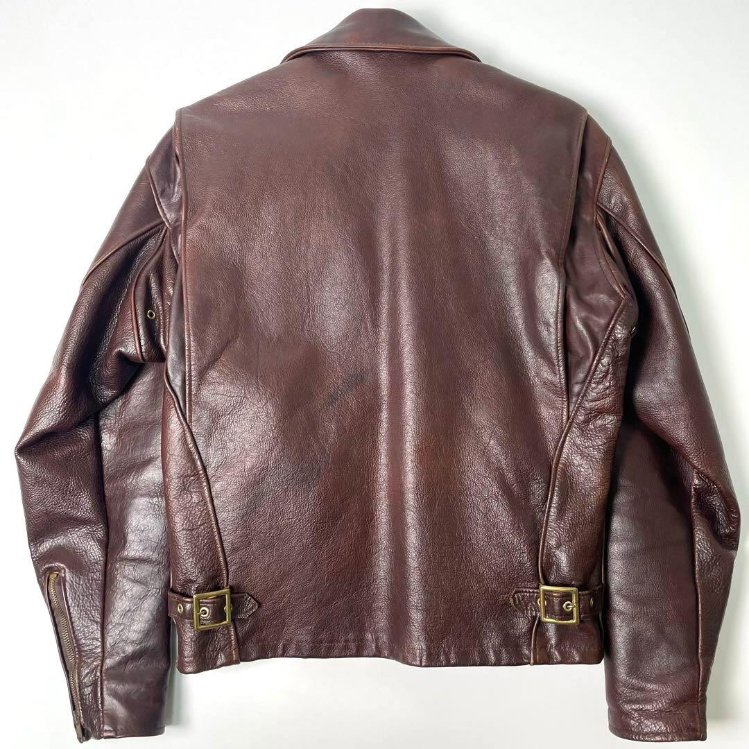 米国製】Schott レザー ライダースジャケット 赤茶 36 ボアライナー付