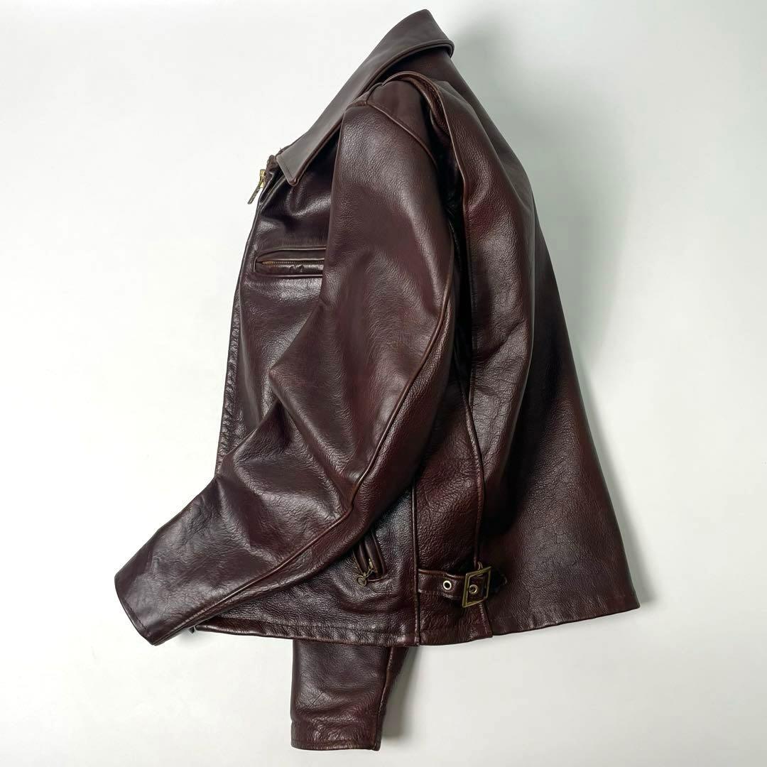 米国製】Schott レザー ライダースジャケット 赤茶 36 ボアライナー付