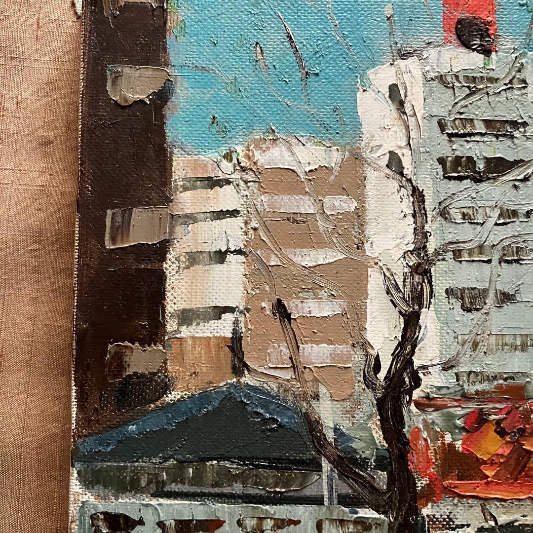 西岡清史　御堂筋にて　大阪　油彩　油絵　額なし